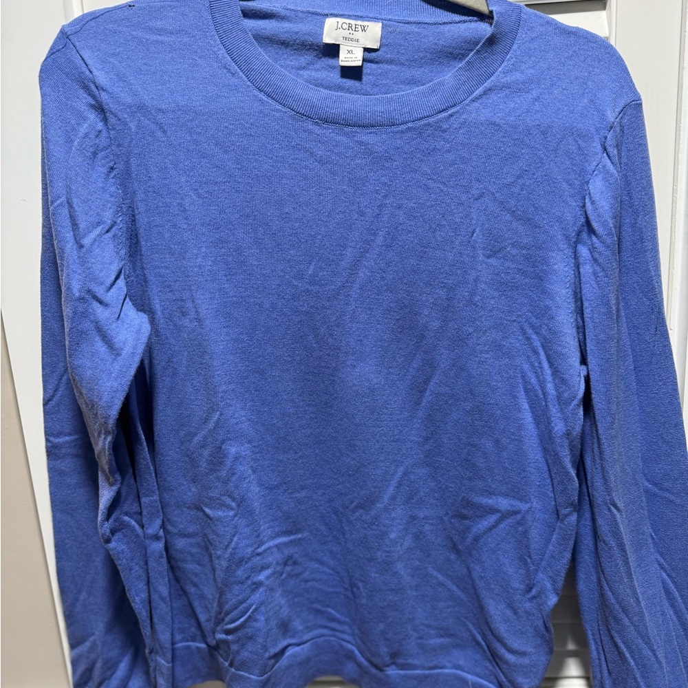 J.Crew Teddie Blue Crew Neck Top